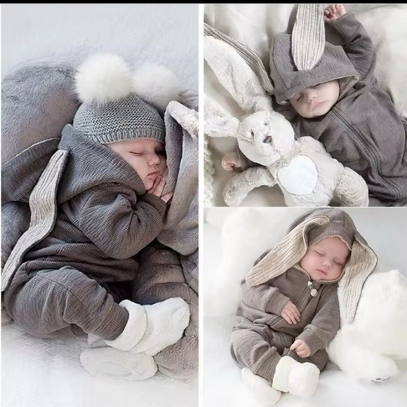 Baby bunny Chocolate Brown footie - Picture 4 of 13